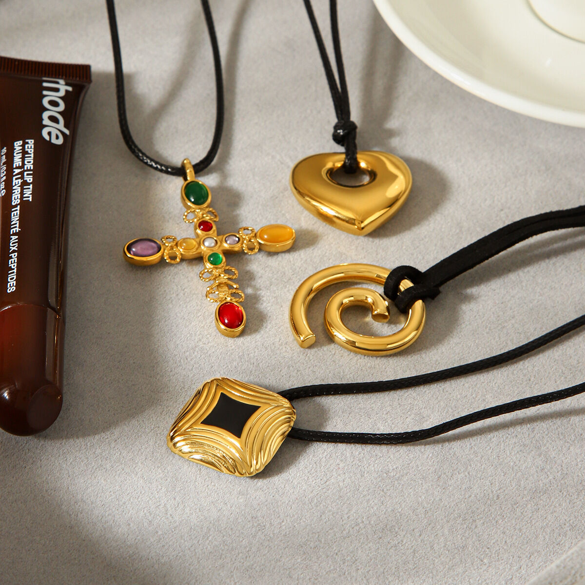 1 Piece Stainless Steel Waterproof Gold Color Pendant Rope Necklace