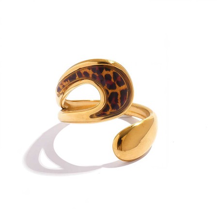 1 Piece  Retro Irregular Shape Stainless Steel Waterproof   Gold Color Women's Statement Rings