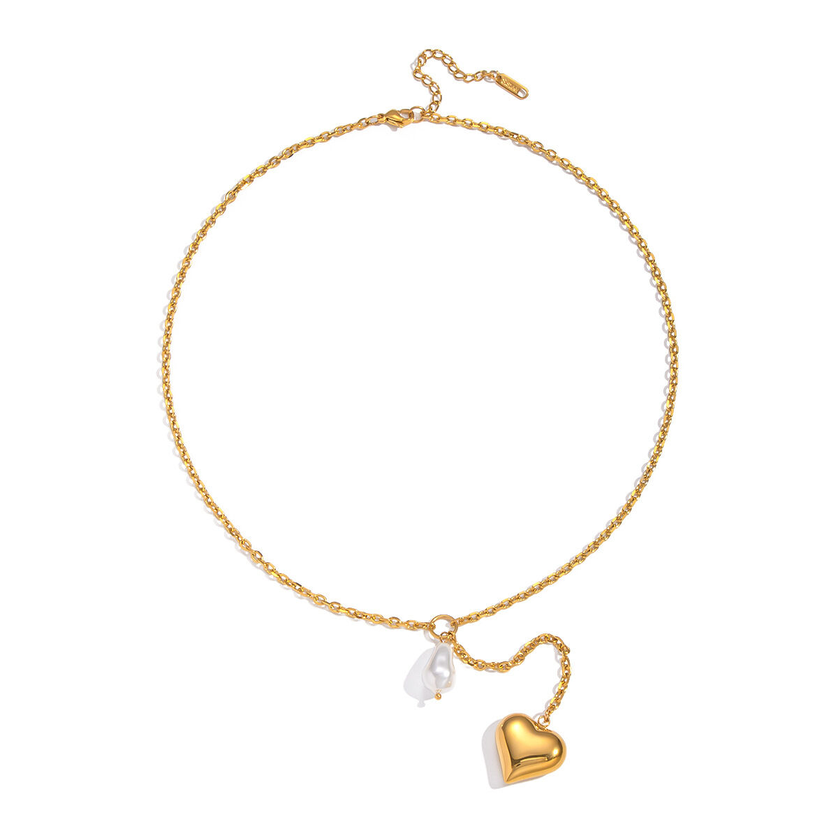 1 Piece Heart Stainless Steel Waterproof Gold Color Pearl Pendant Necklace Picture5