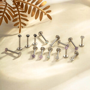 1 Adet Sade Yıldız Paslanmaz Çelik Su Geçirmez Zirkon Kadın Piercing Küpe h5 Resim5
