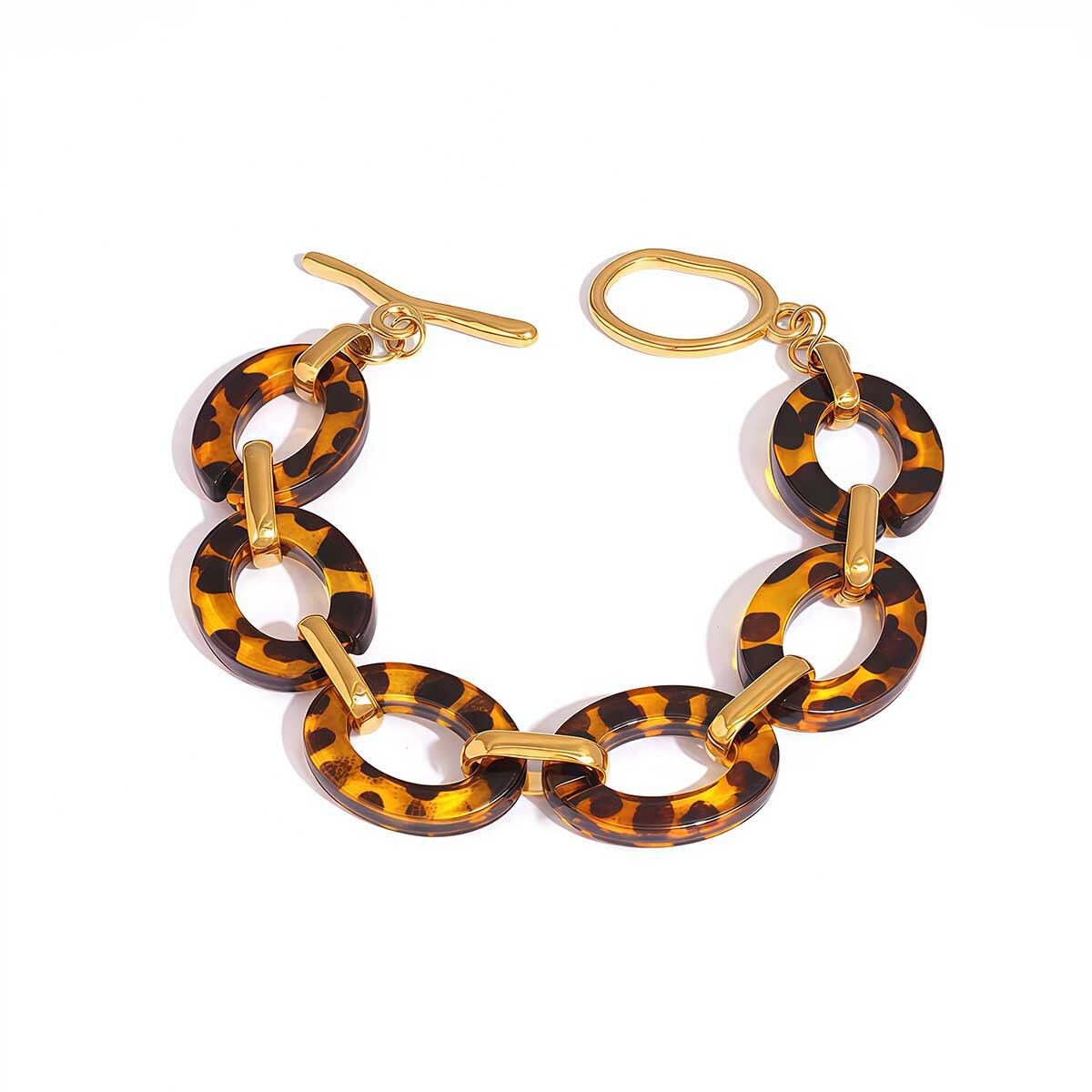 1 Stück Retro-Armband mit unregelmäßiger Form und Leopardenmuster für Damen 