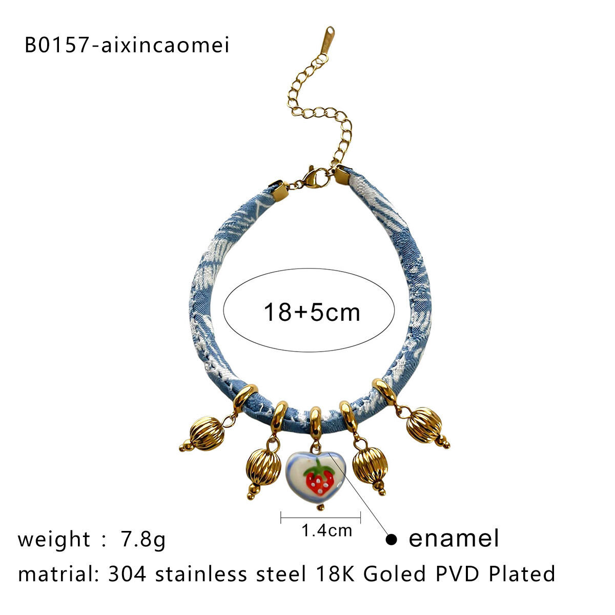 1 Piece Ins Style Stainless Steel Waterproof Ceramic Braided Bracelets Picture2