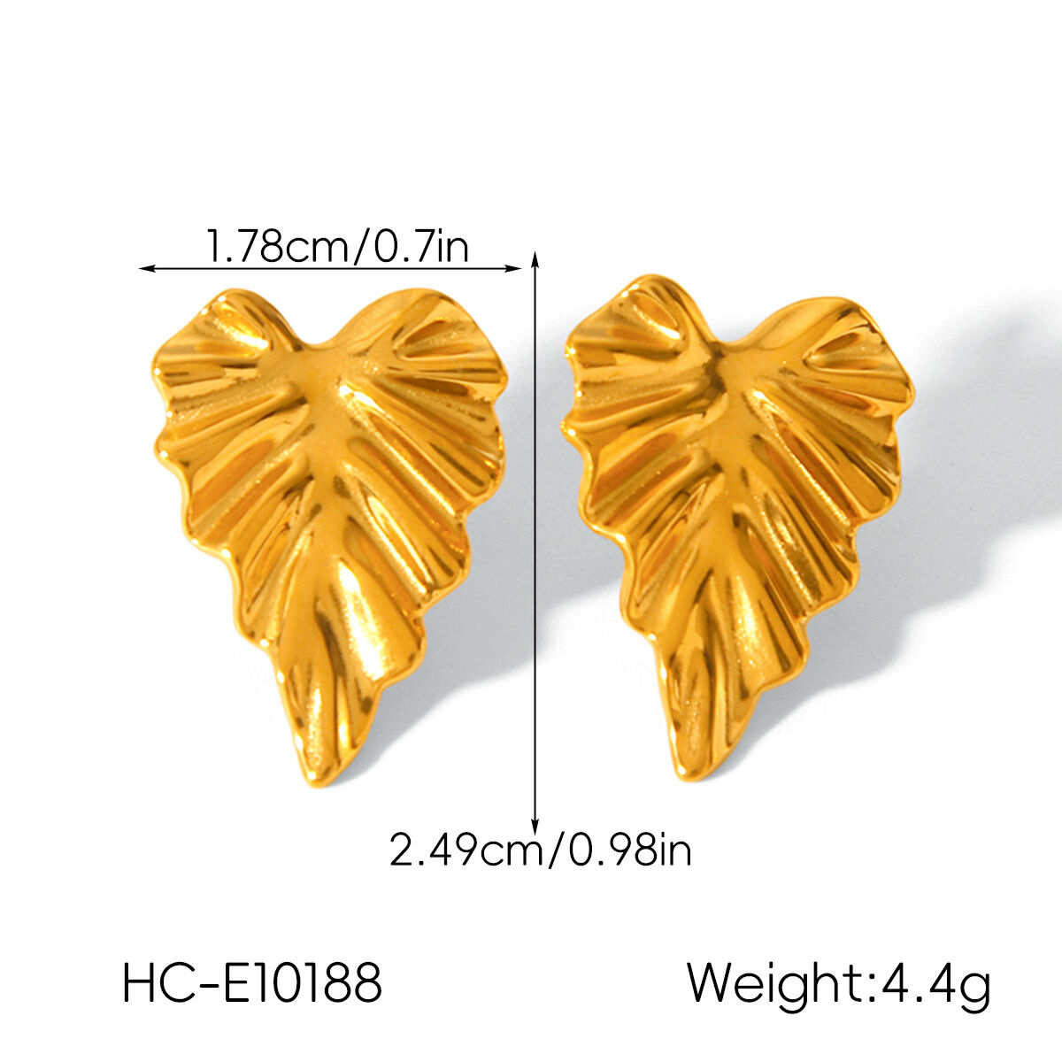 1 Paar blattförmige, wasserdichte Ohrstecker aus Edelstahl in Goldfarbe h5 Bild2