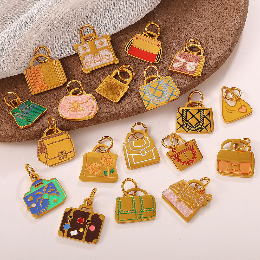 1 pieza DIY Mini Bolsa de Acero Inoxidable Impermeable Color Dorado Colgante