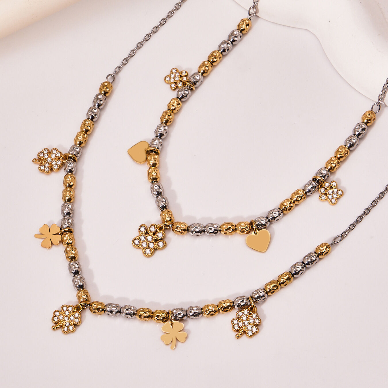 Delicated Mixed Gold Color And Silver Colors Titanium Steel Zircon Women's Jewelry Sets Picture4