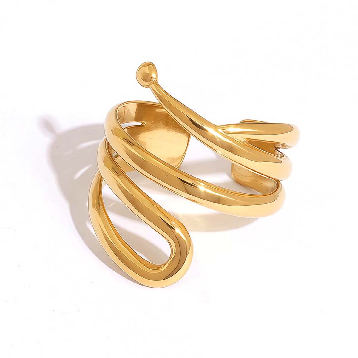 1 Piece Retro Irregular Shape Stainless Steel Waterproof   Gold Color Women's Statement Rings 