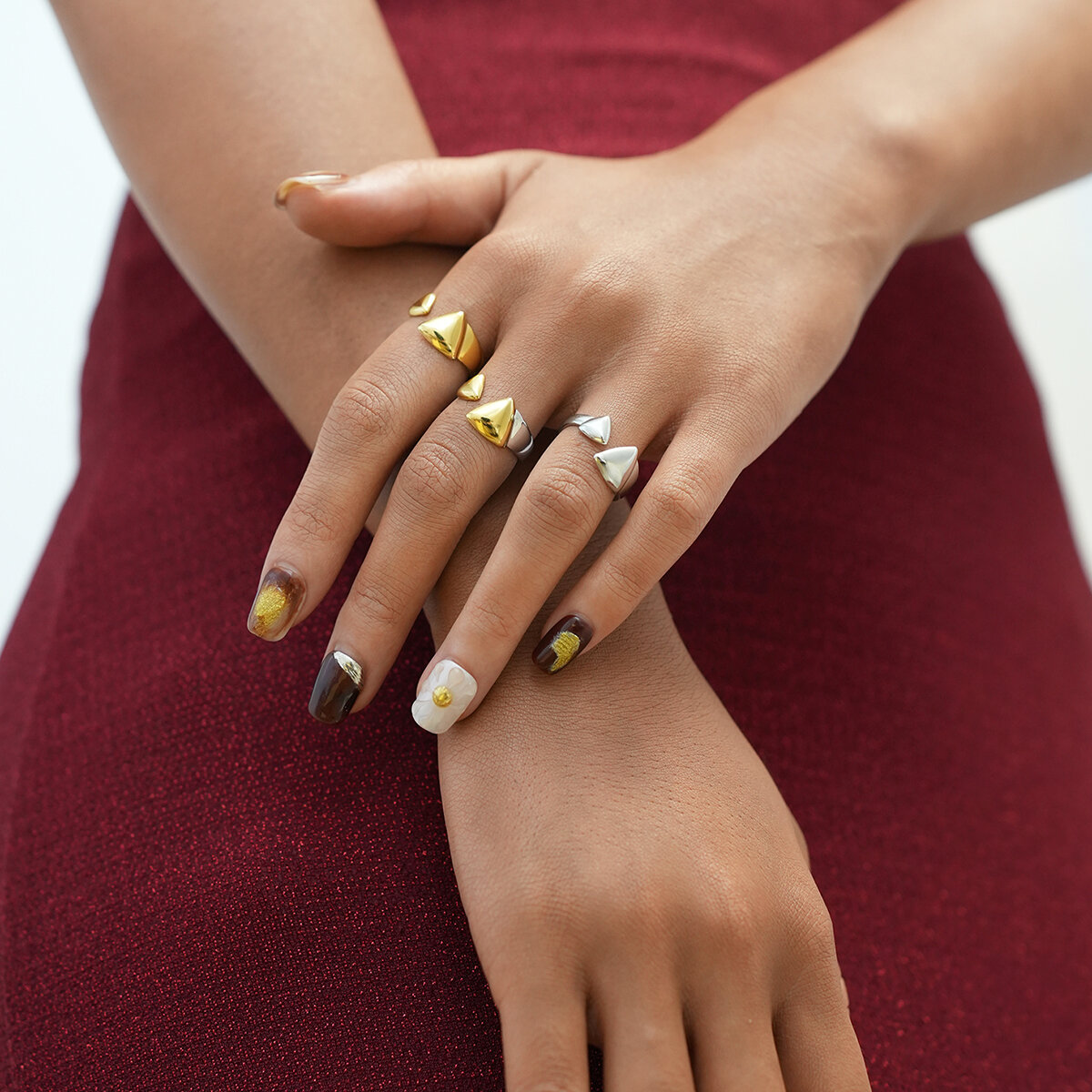 1 Piece  Simple Irregular Shape Stainless Steel Waterproof   Gold Color Women's Statement Rings h5 Picture3