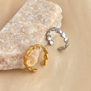 1 Piece Simple Daily Heart Circle Stainless Steel Waterproof Gold Color Women‘s Statement Rings h5 Picture2