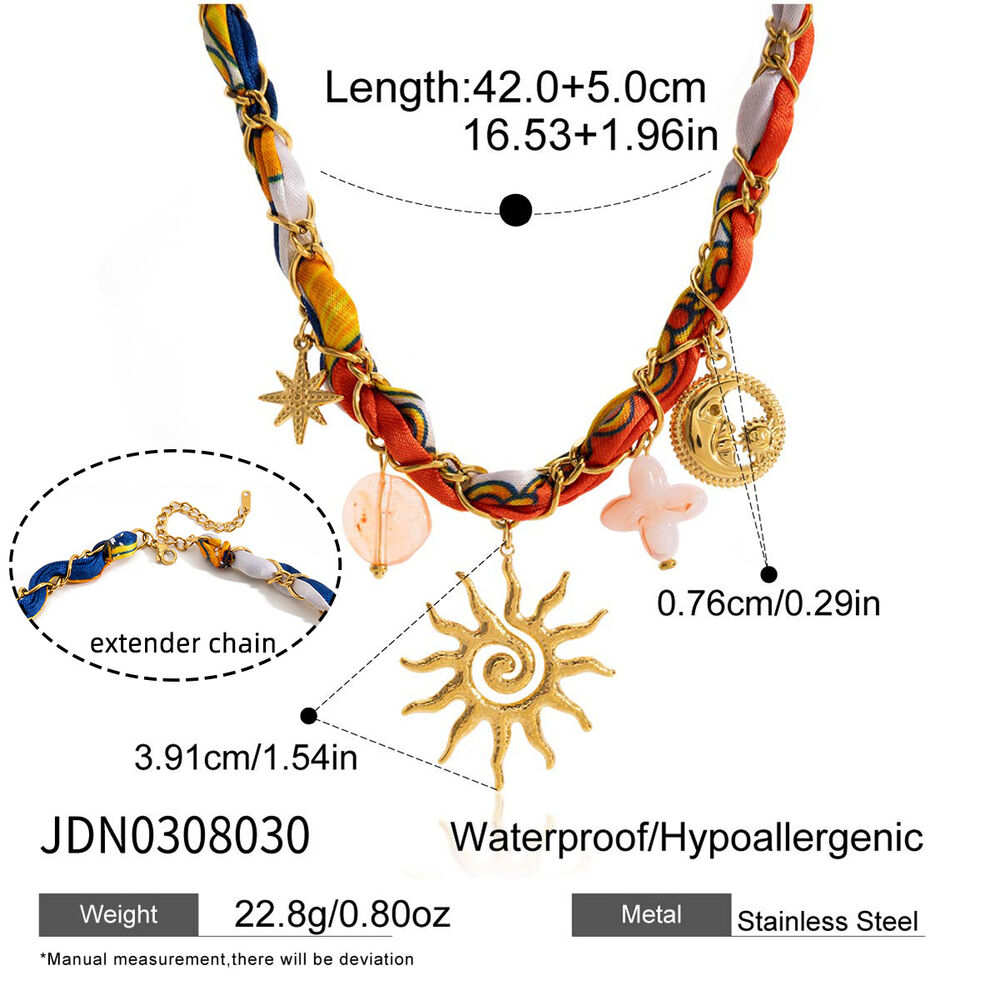 1 pezzo elegante collana con ciondolo da donna in acciaio inossidabile impermeabile color oro a forma di sole h5Immagine2