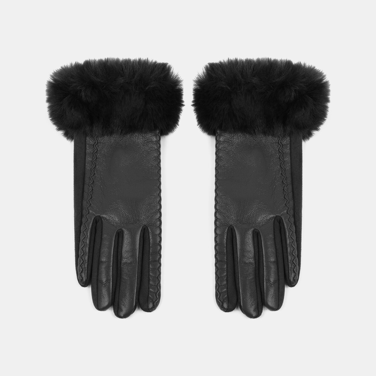 1 Pair Simple Solid Color PU Plush Women's Gloves Picture2