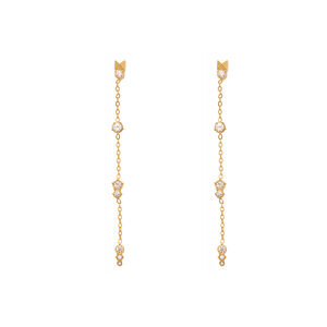 1 Pair Exquisite Tassel Stainless Steel Waterproof Gold Color Zircon Women's Dangle Earrings h5