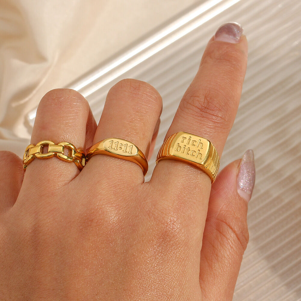 1 Piece  Simple Number 11：11 Stainless Steel Waterproof Signet Rings h5 Picture4