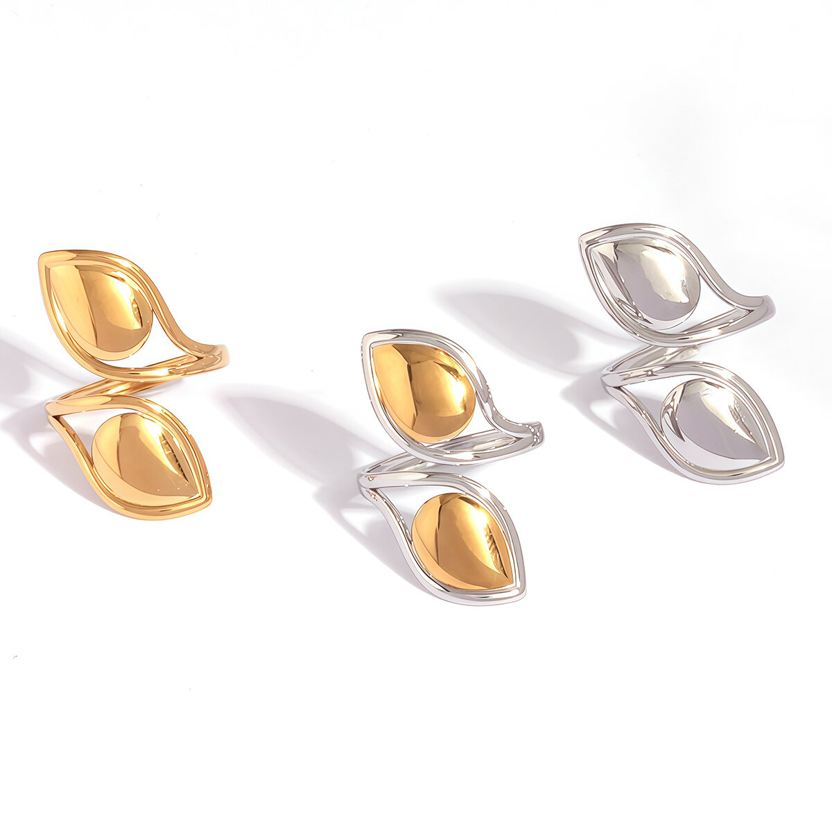 1 Piece Simple  Plant Stainless Steel Waterproof   Gold Color Women's Statement Rings h5 Picture7