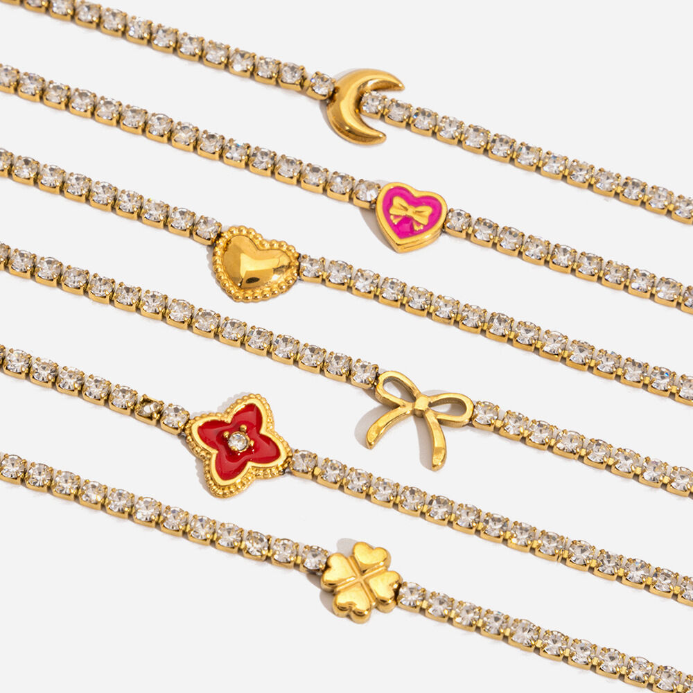 1 Piece Shining Bow Knot Stainless Steel Waterproof Gold Color Women's Charm Bracelets