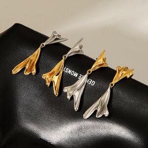 1 Pair Irregular Shape Stainless Steel Waterproof Gold Color Drop Earrings h5 Picture4