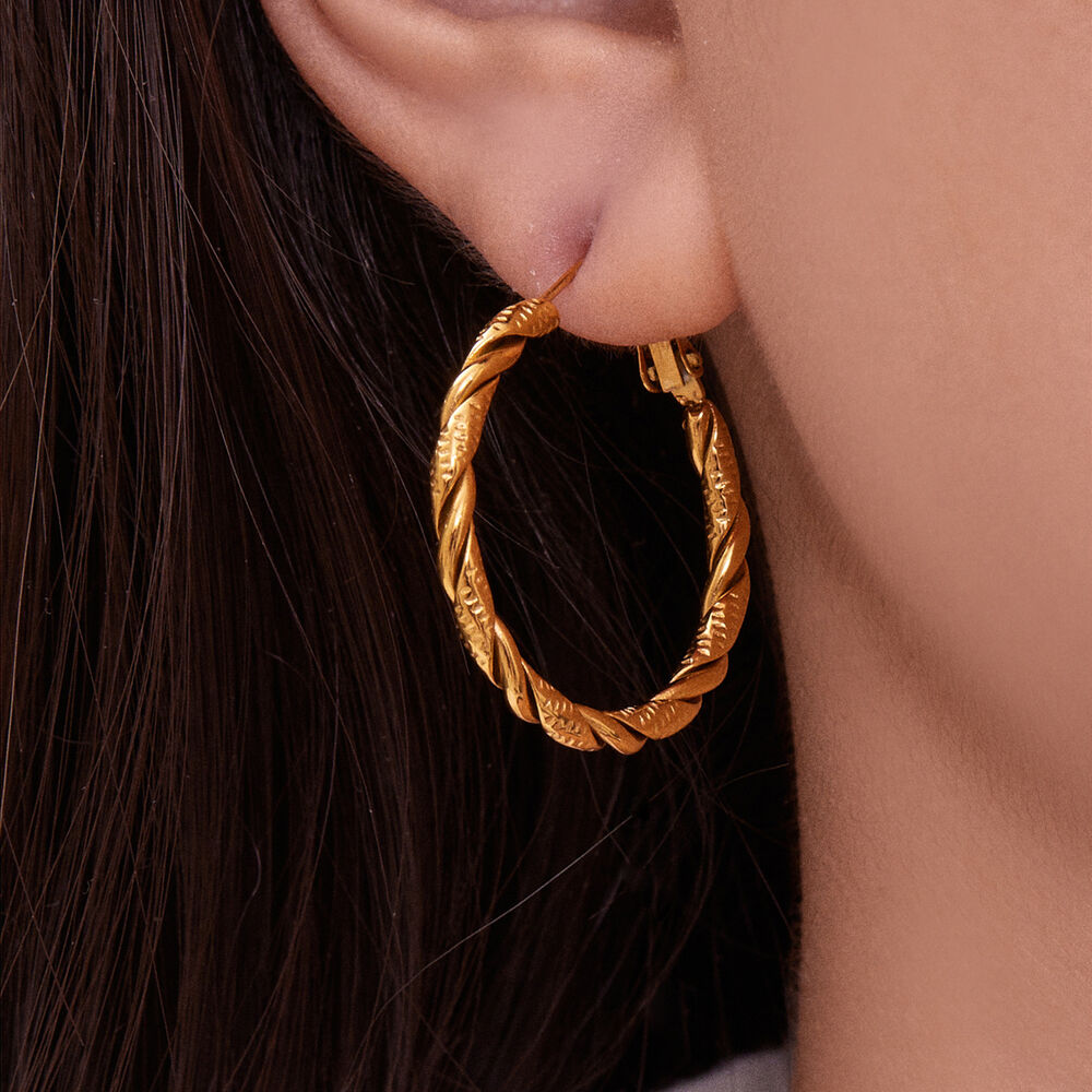 1 Pair Classic Heart Shape Stainless Steel Waterproof Gold Color Women's Hoop Earrings h5Picture5