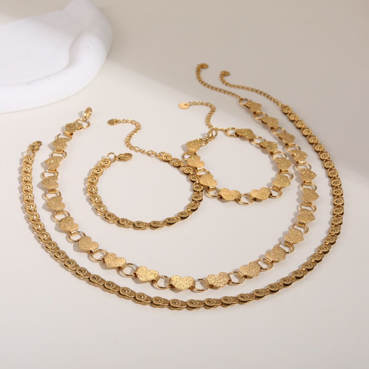 1 stuk luxe hartvormige, uitgeholde ketting van roestvrij staal, waterdicht, sieradenset voor dames 2