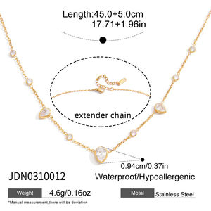 1 Piece Exquisite Droplet Stainless Steel Waterproof Gold Color Zircon Women's Pendant Necklaces h5 Picture2