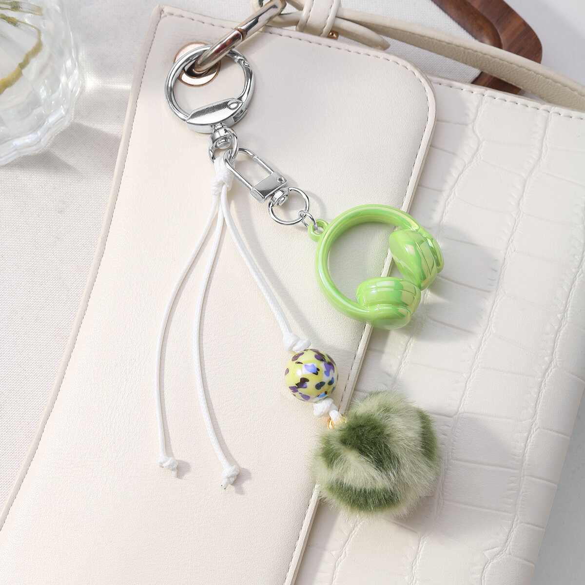1 Piece Mini Headphones Plush Ball Bag Charm Picture6