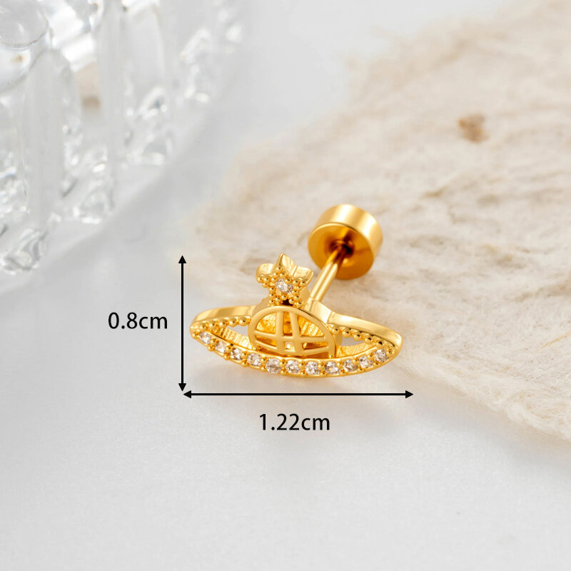 1 Piece Planet Copper Zircon Women's Piercing Earrings Picture2