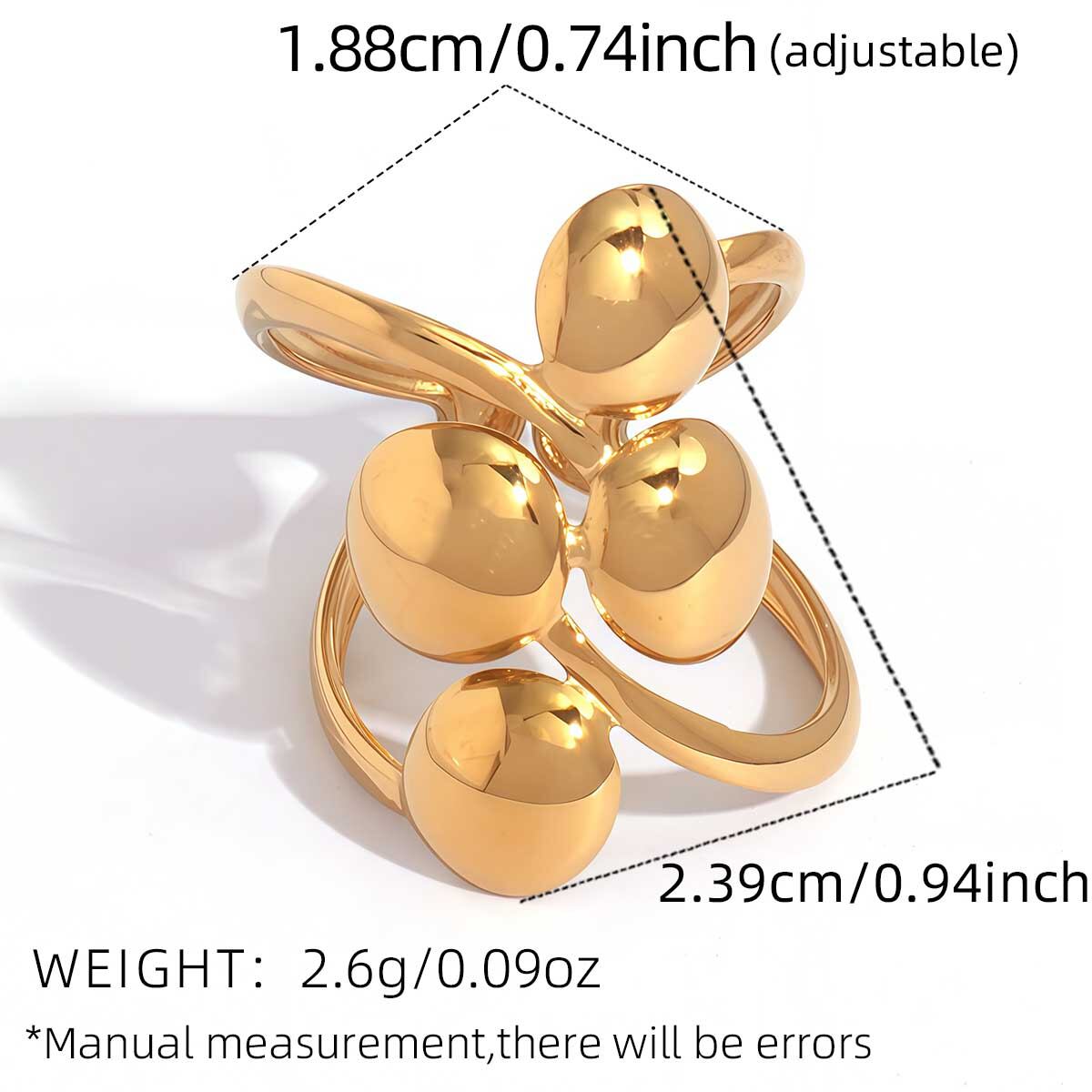 1 Piece  Retro Irregular Shape Stainless Steel Waterproof  Gold Color Women's  Statement Rings Picture2
