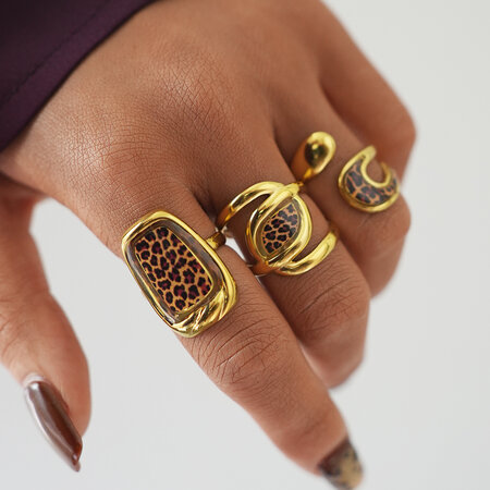 1 Piece Retro Irregular Shape Stainless Steel Waterproof Gold Color Women's Statement Rings