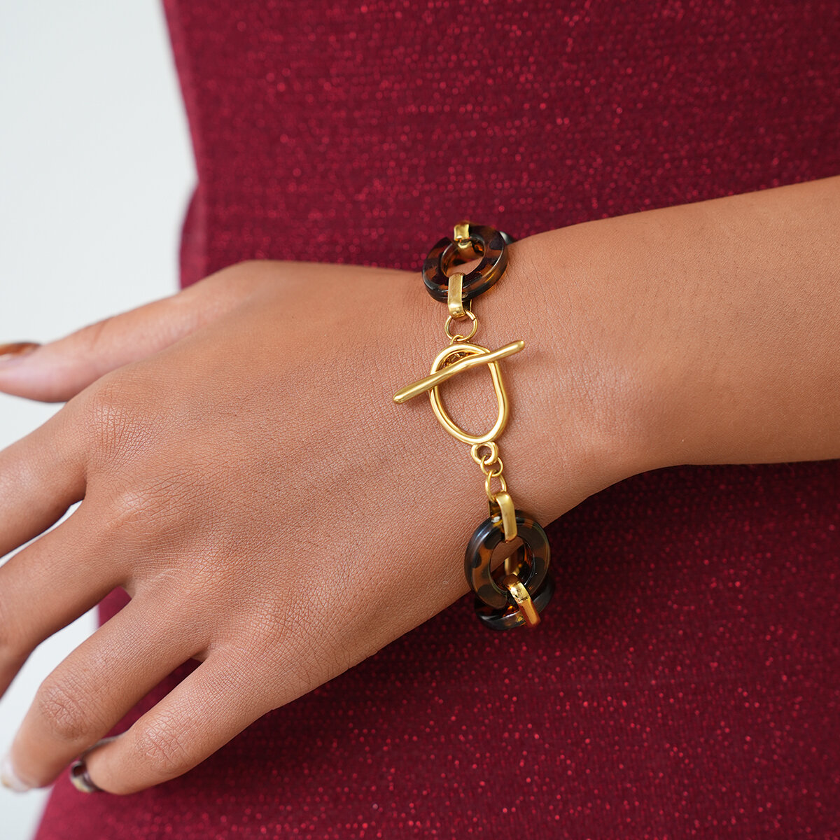 1 Piece  Retro Irregular Shape Leopard Print   Women's Chain Bracelets