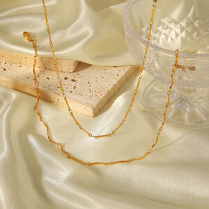1 Piece Simple Chain Stainless Steel Waterproof Gold Color Chain Necklace h5 Picture5