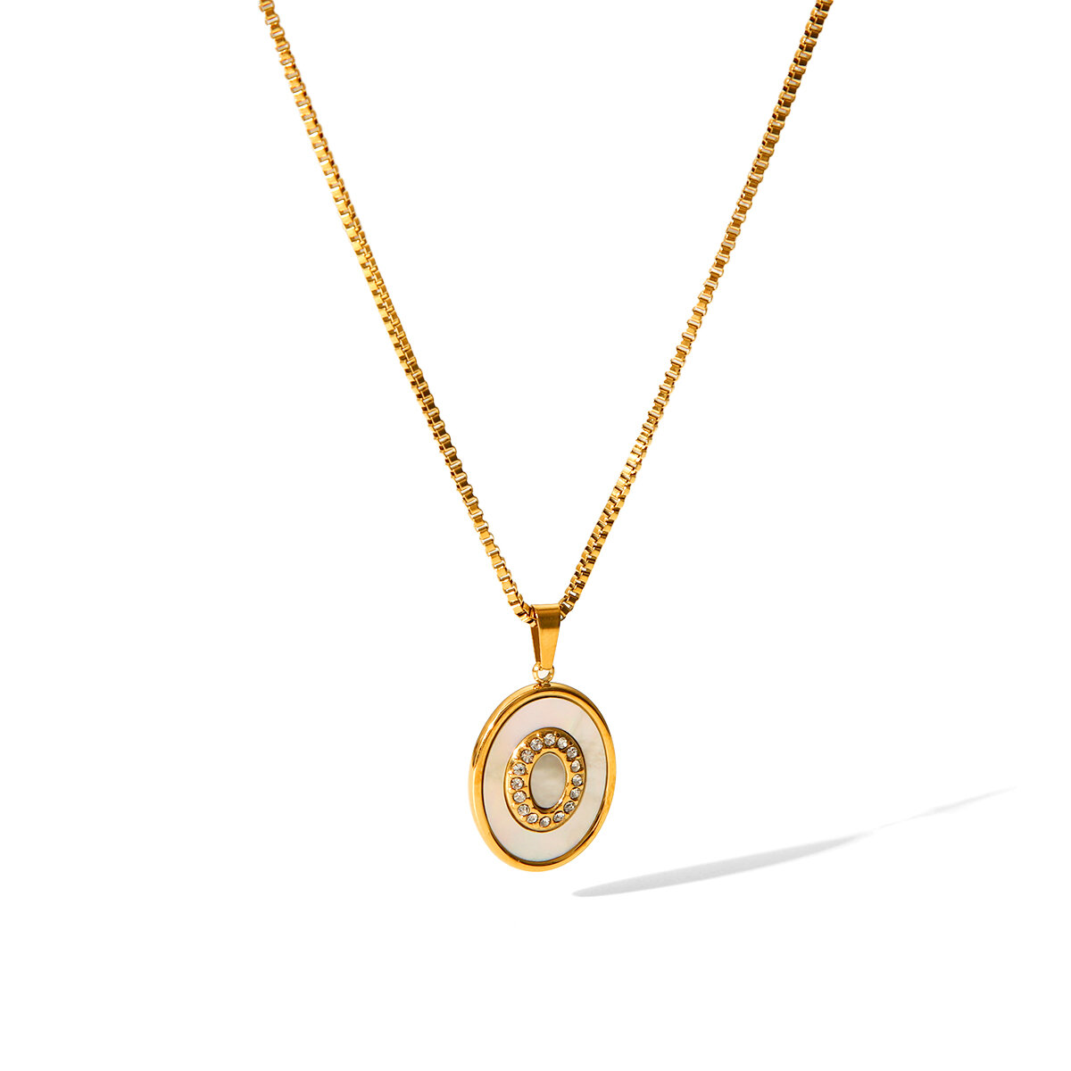 1-teilige Halskette mit Sonnenherz-Anhänger aus Edelstahl, wasserdicht, goldfarben, mit Zirkonia. 