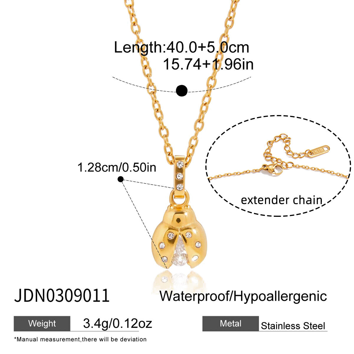 1 Piece Vivid Insects Stainless Steel Waterproof Gold Color Women's Pendant Necklaces h5 Picture2