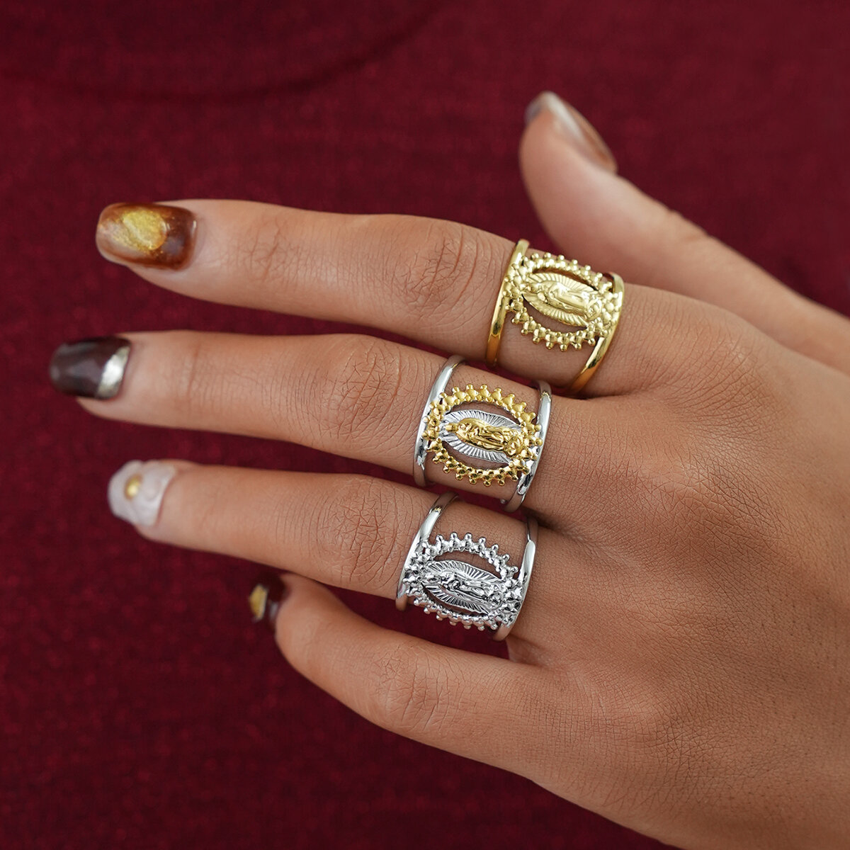 1 Piece Retro Irregular Shape Stainless Steel Waterproof  Gold Color Women's Statement Rings h5 Picture4