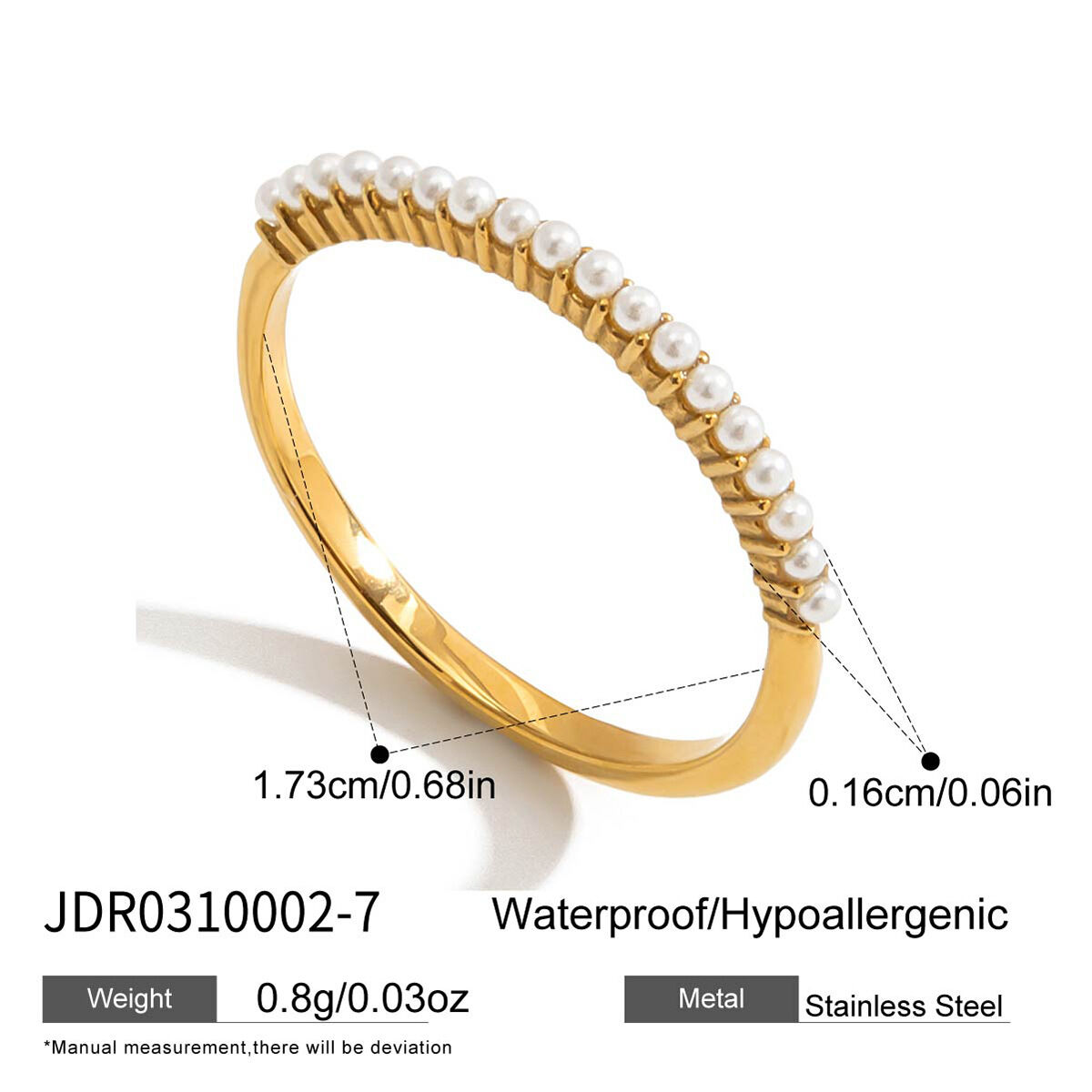 1 Piece Lustrous Slender Stainless Steel Waterproof Gold Color Minimalist Rings h5 Picture2