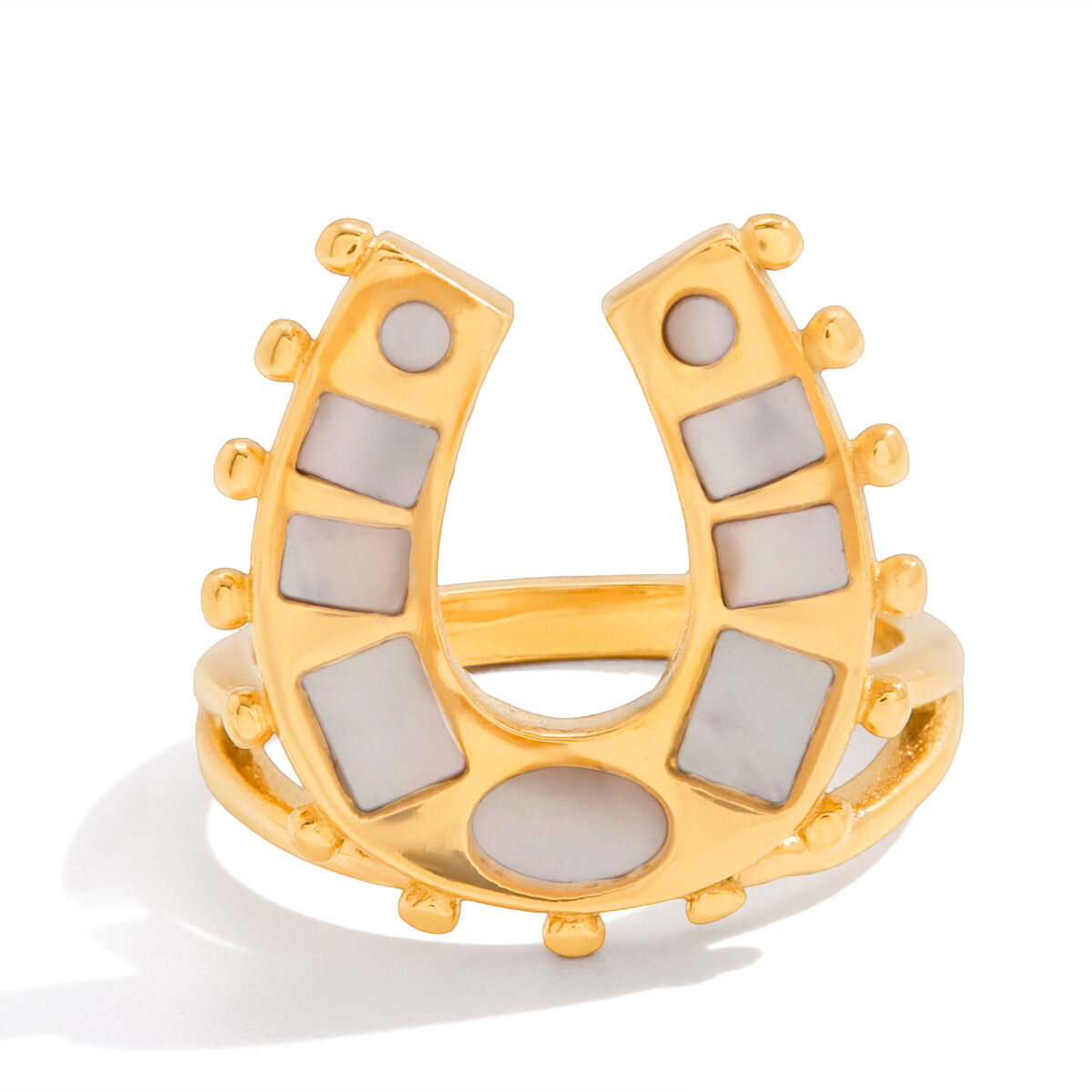 1 pezzo di anelli di lusso a forma di ferro di cavallo in acciaio inossidabile impermeabile color oro 