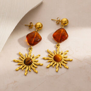1 Pair Ethnic Series Daily Sun Stainless Steel Waterproof Women's Drop Earrings h5 Picture3