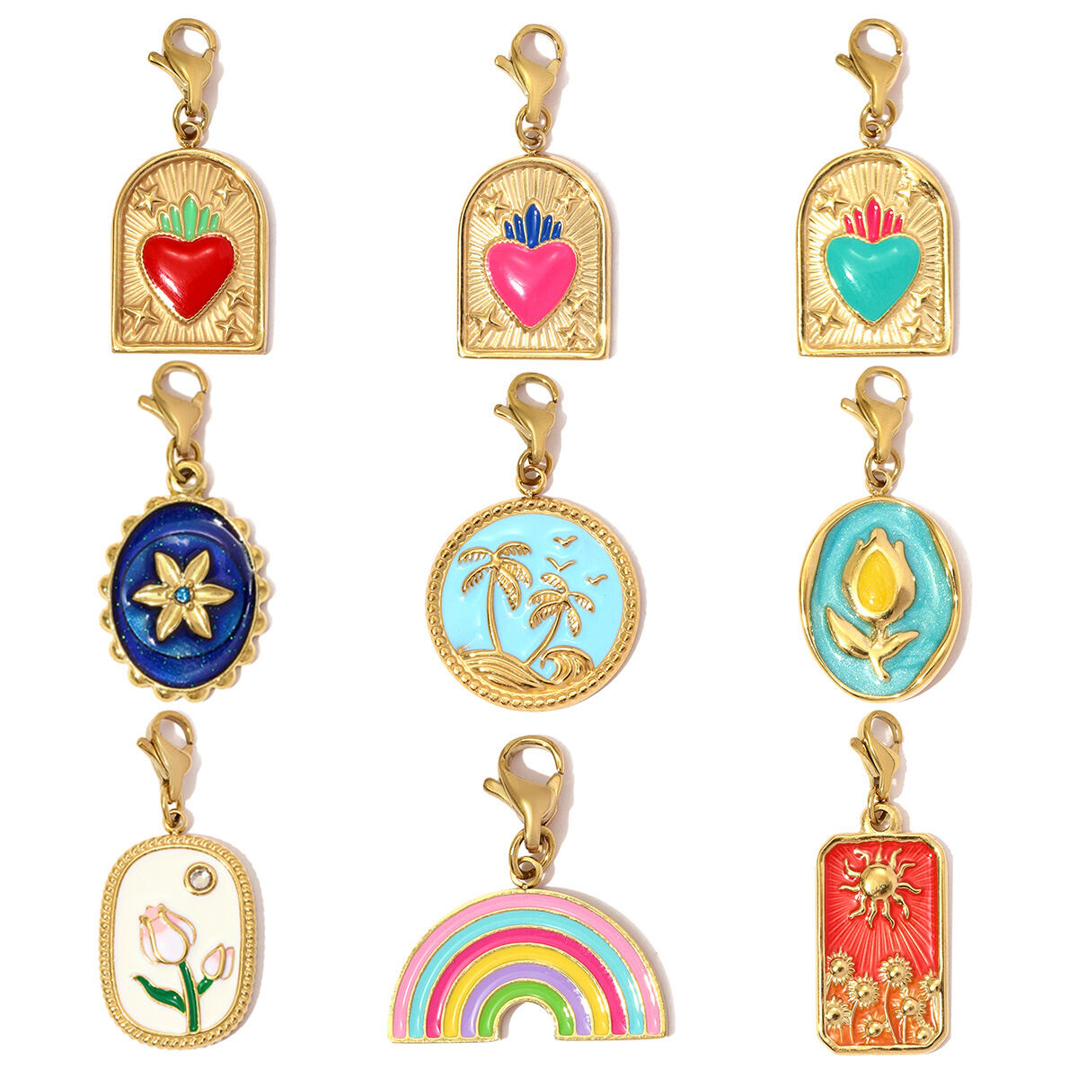 DIY Geometric Titanium Steel Lobster Clip Gold Color Women's Pendants h5Picture5