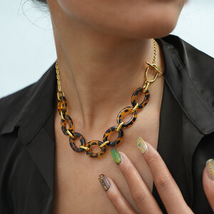 1 Piece Retro Leopard Print Steel Gold Color Women's Necklaces h5 Picture5