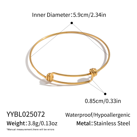 1 Stück lässiges, gedrehtes Armband aus wasserdichtem Edelstahl in Goldfarbe
