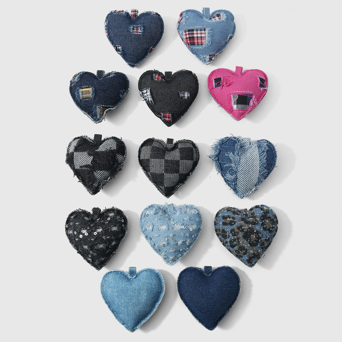 1 Piece Designable Heart Leopard Print Plaid Denim Women's Bag Charms