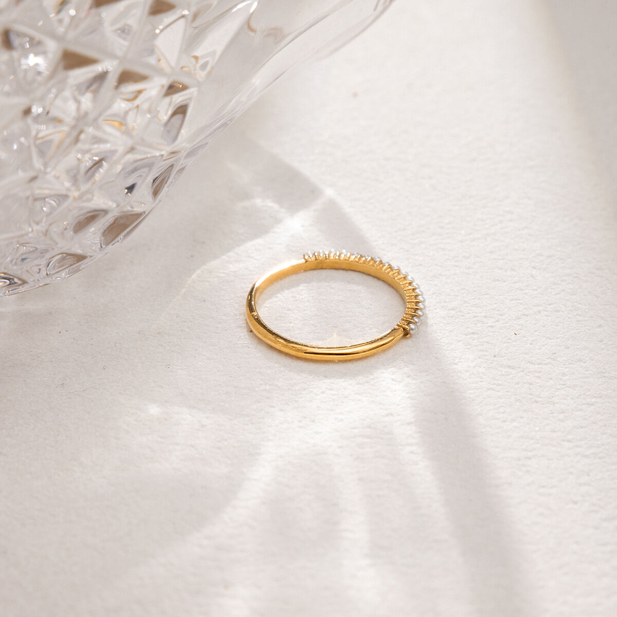 1 Piece Lustrous Slender Stainless Steel Waterproof Gold Color Minimalist Rings Picture5