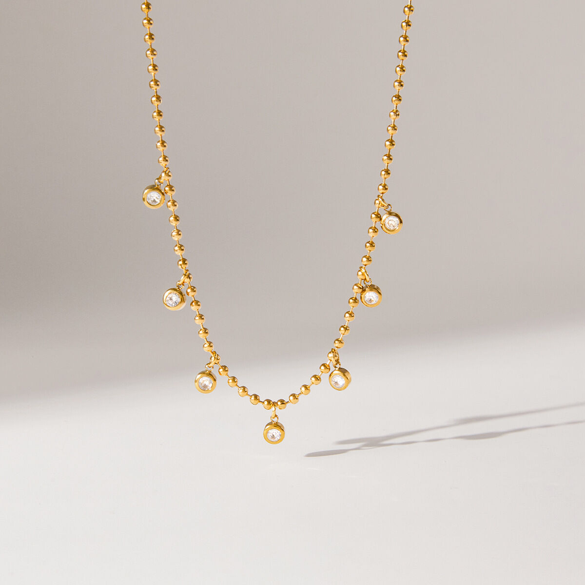 1 Piece Daily Droplet Stainless Steel Waterproof Gold Color Zircon Women's Pendant Necklaces Picture5