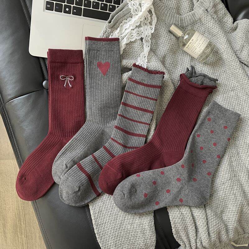 1 Pair Cut Red Heart Women's  Mid-Calf Socks h5 Picture2