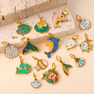 1 Piece Cute Oceanic Animal Stainless Steel Waterproof Gold Color DIY Pendant h5 Picture2
