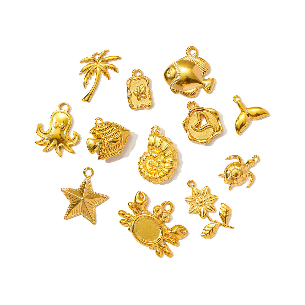 1 pezzo di ciondolo da donna in acciaio inossidabile impermeabile color oro a forma di tartaruga fai da te, serie romantica h5 Immagine2
