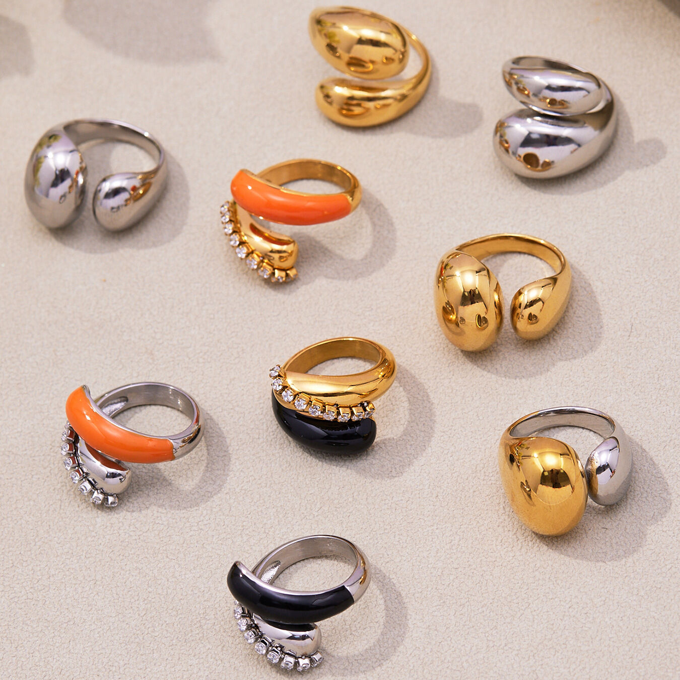 1 Piece Daily Irregular Chunky Shape Titanium Steel Gold Color  Statement Rings Picture2