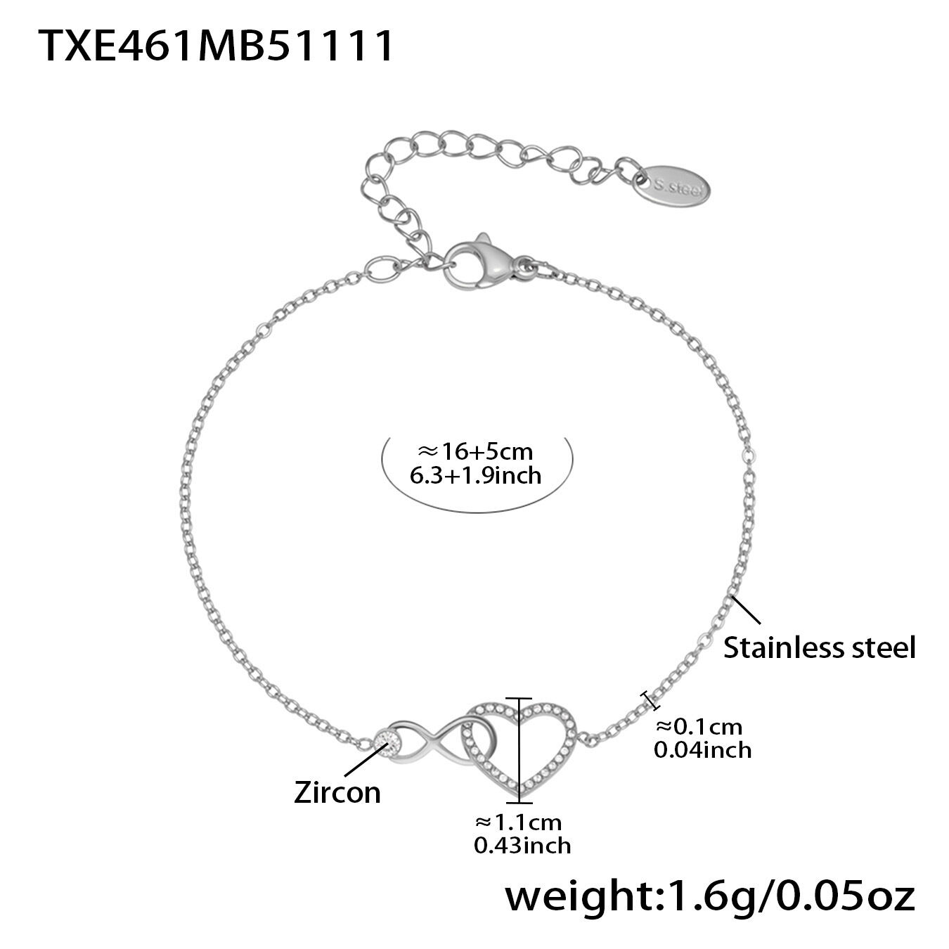 TXE461 - Stahlarmband 16+5 cm Bild6