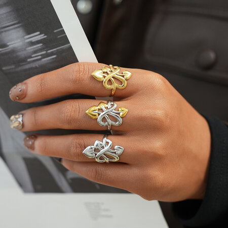 1 Piece Romantic Heart Winding Design Stainless Steel Waterproof Women's Statement Rings