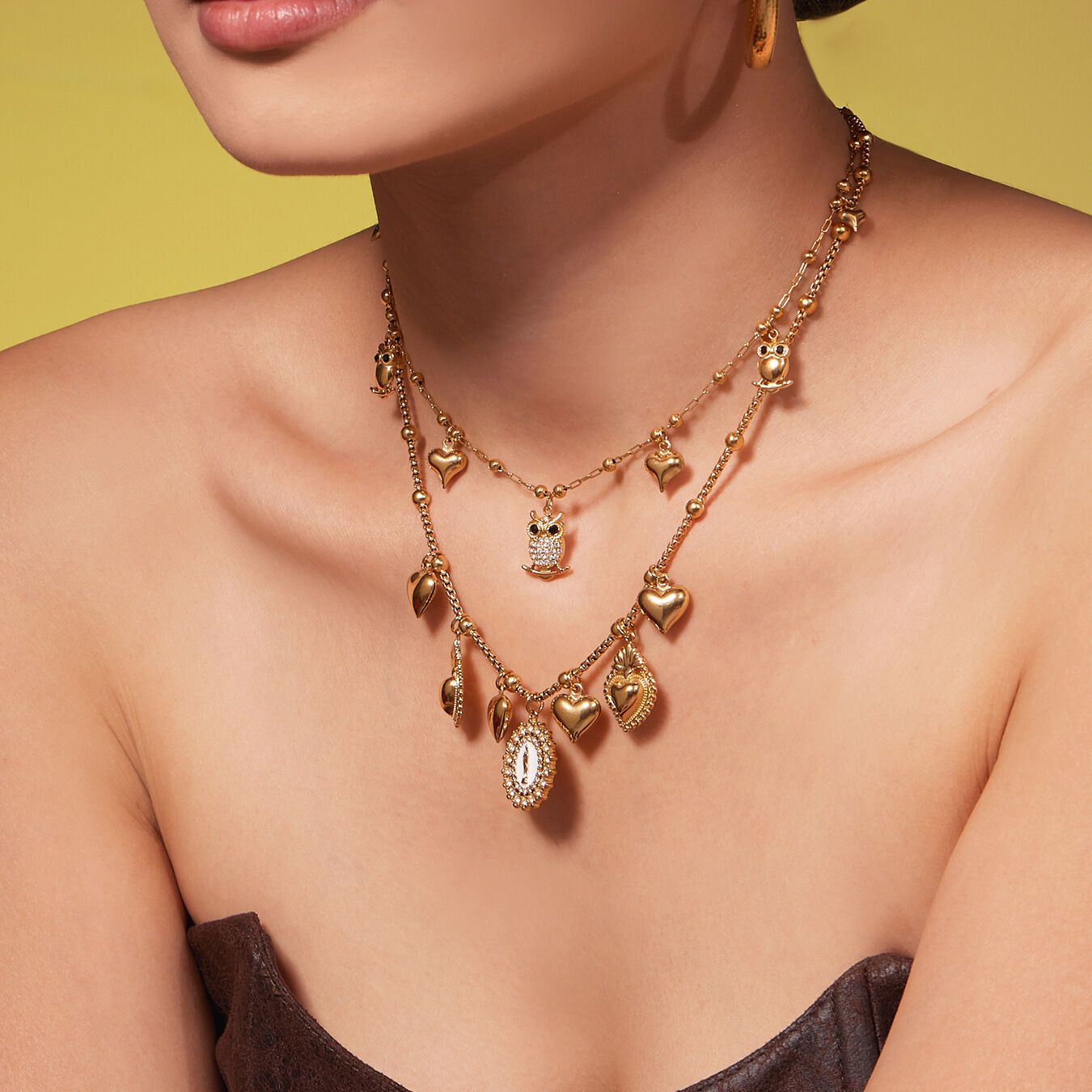 1 Piece Retro Madonna Stainless Steel Waterproof Gold Color Zircon Women's Pendant Necklaces h5 Picture3