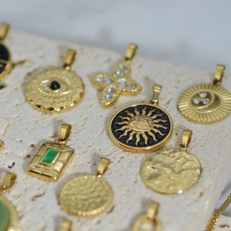 1 Piece DIY Devil's Eye Sun Moon Crown Envelope Titanium Steel Women's Pendants h5Picture3