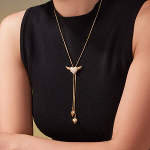 1 Piece Romantic Heart&Swings Chain Stainless Steel Waterproof Gold Color Zircon Women's Long Necklaces h5 Picture4