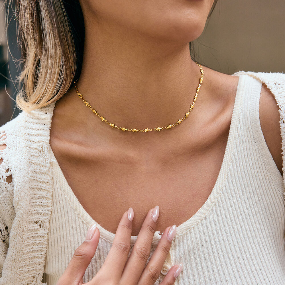 Collier chaîne femme simple et discret en acier inoxydable, couleur or, avec pendentif cœur discret. h5Image5